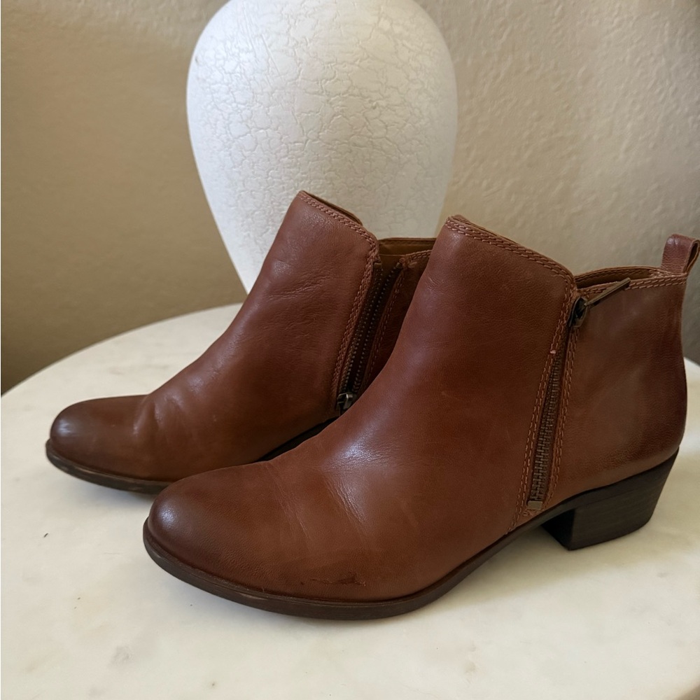 Lucky Brand Brown Ankle Booties with Side Zipper